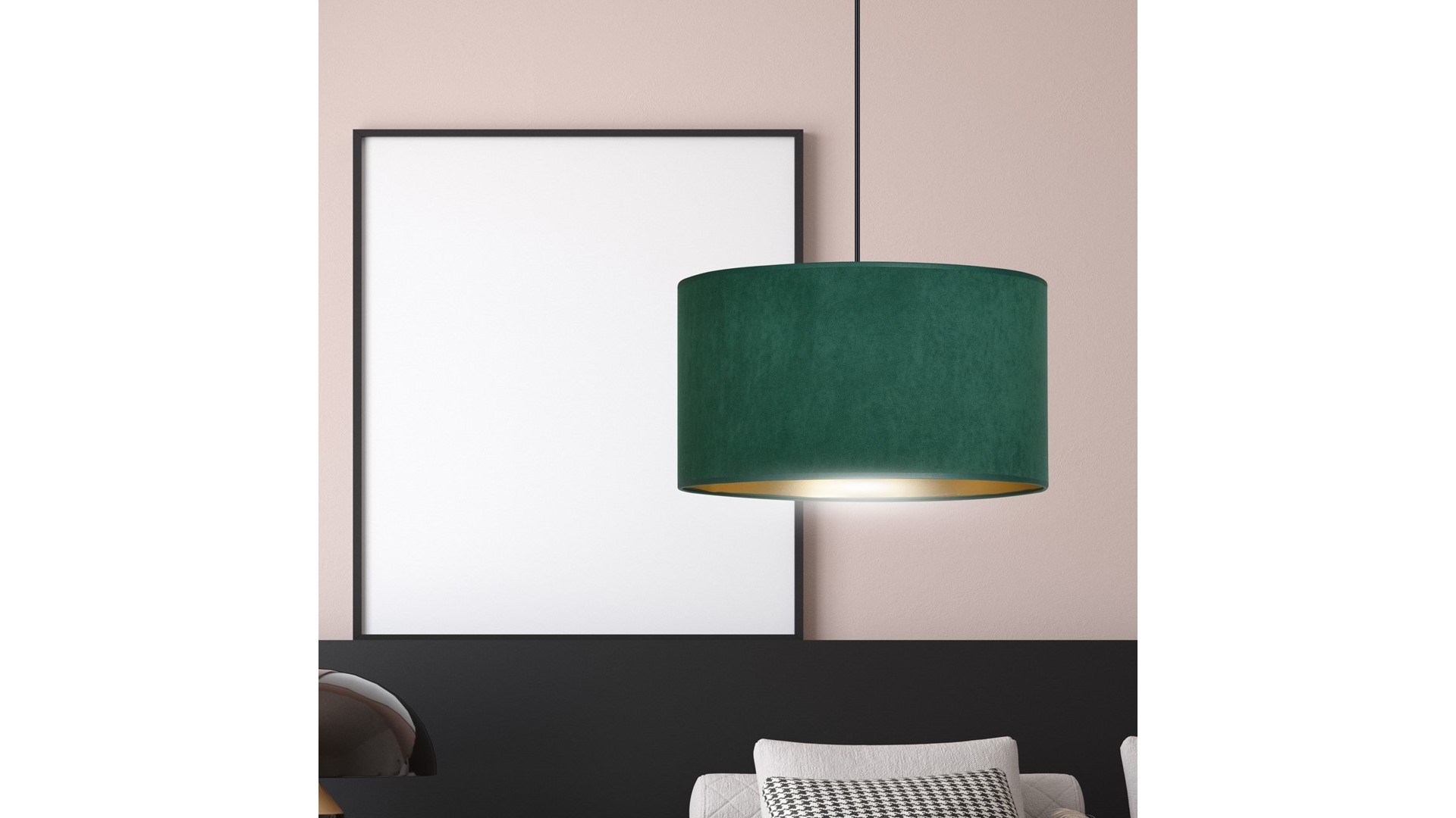 LAMPA WISZĄCA HILDE 1 CZARNA ZIELONA EMIBIG