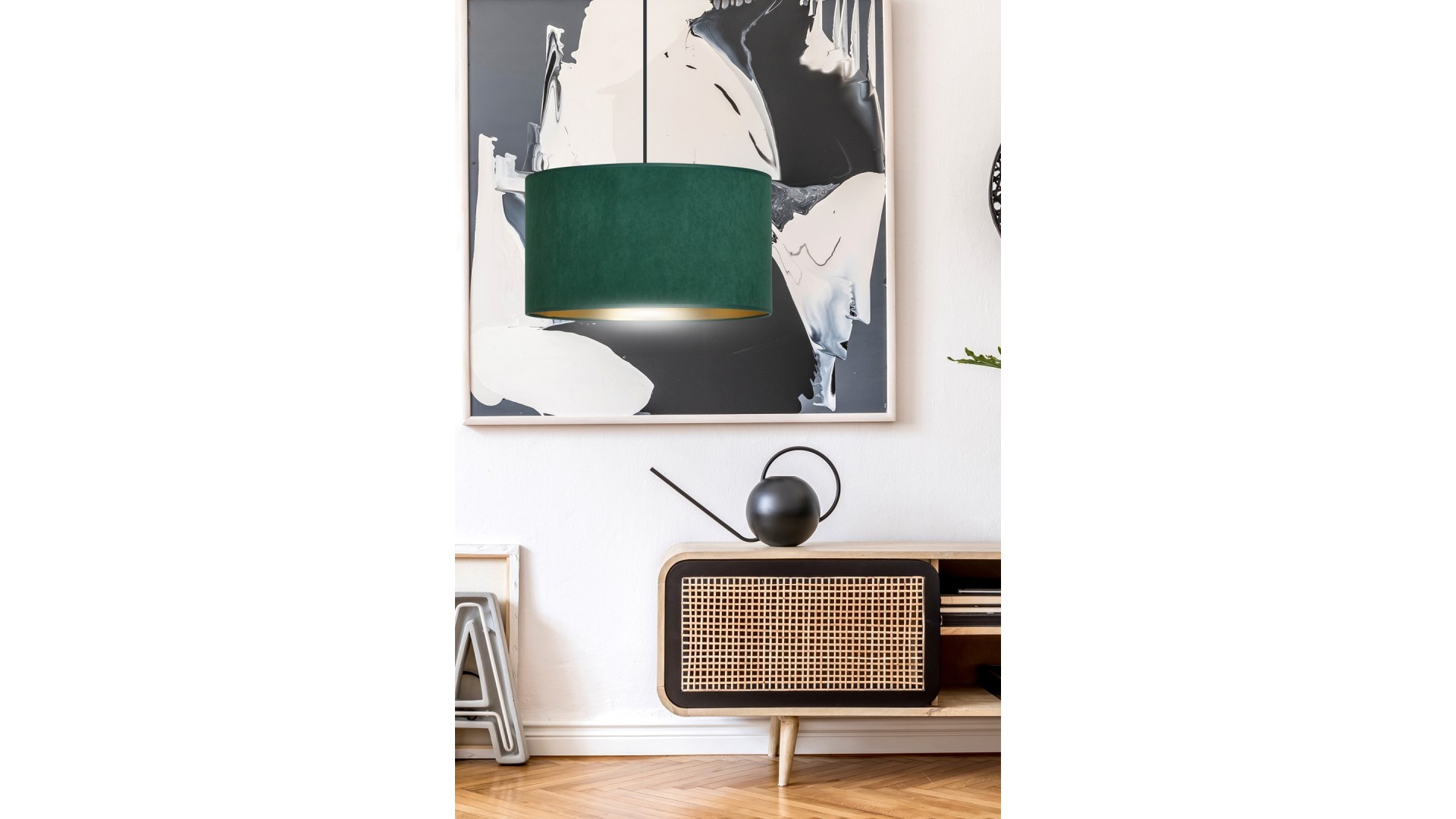 LAMPA WISZĄCA HILDE 1 CZARNA ZIELONA EMIBIG
