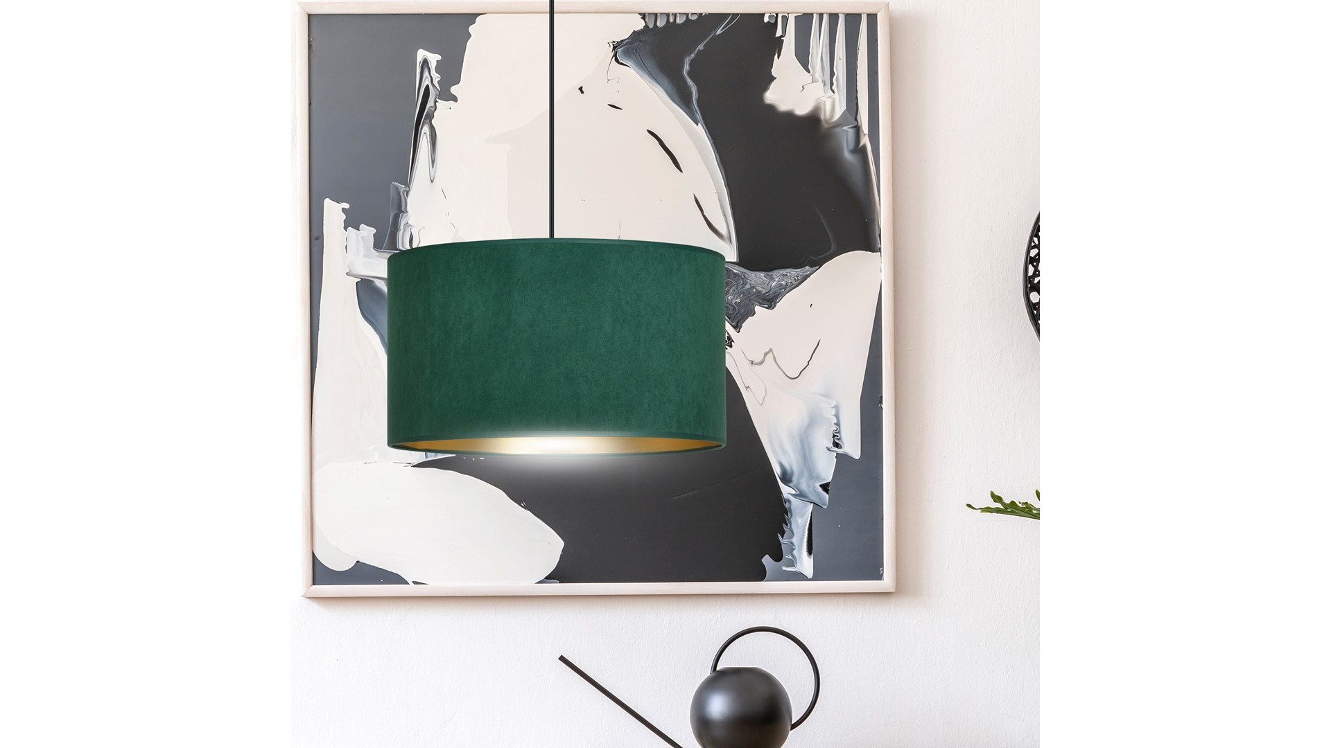 LAMPA WISZĄCA HILDE 1 CZARNA ZIELONA EMIBIG