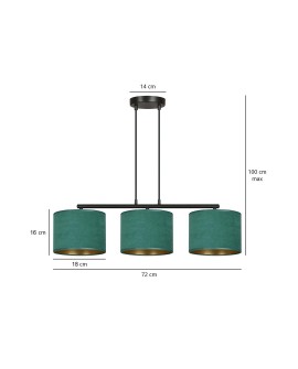 LAMPA WISZĄCA HILDE 3 CZARNA ZIELONA EMIBIG