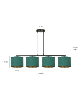 LAMPA WISZĄCA HILDE 4 CZARNA ZIELONA EMIBIG