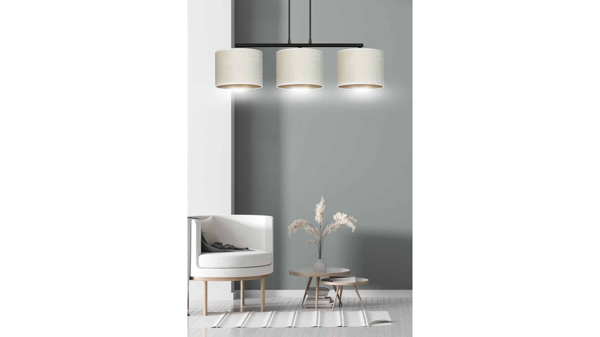 LAMPA WISZĄCA HILDE 3 CZARNA BIAŁA EMIBIG