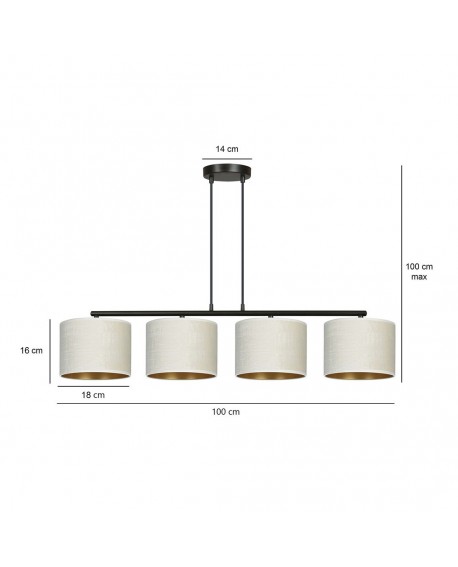 LAMPA WISZĄCA HILDE 4 CZARNA BIAŁA EMIBIG