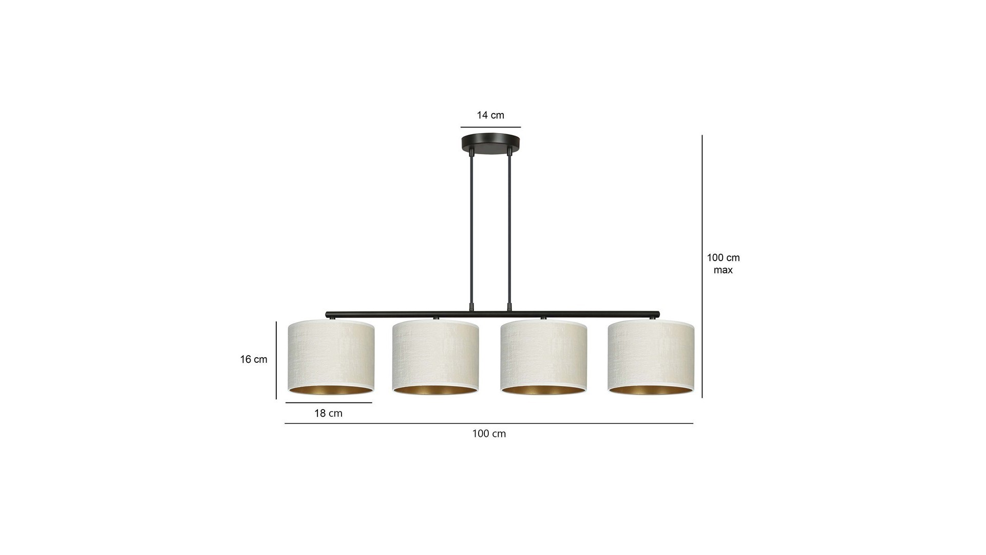 LAMPA WISZĄCA HILDE 4 CZARNA BIAŁA EMIBIG