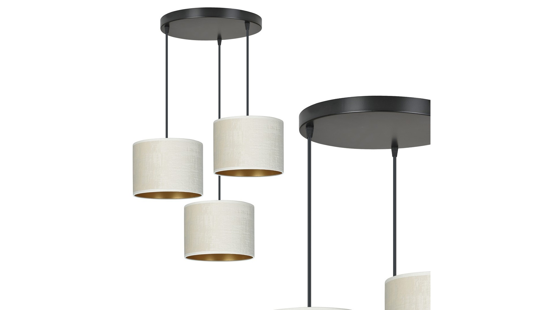 LAMPA WISZĄCA HILDE 3 CZARNA PREMIUM BIAŁA EMIBIG