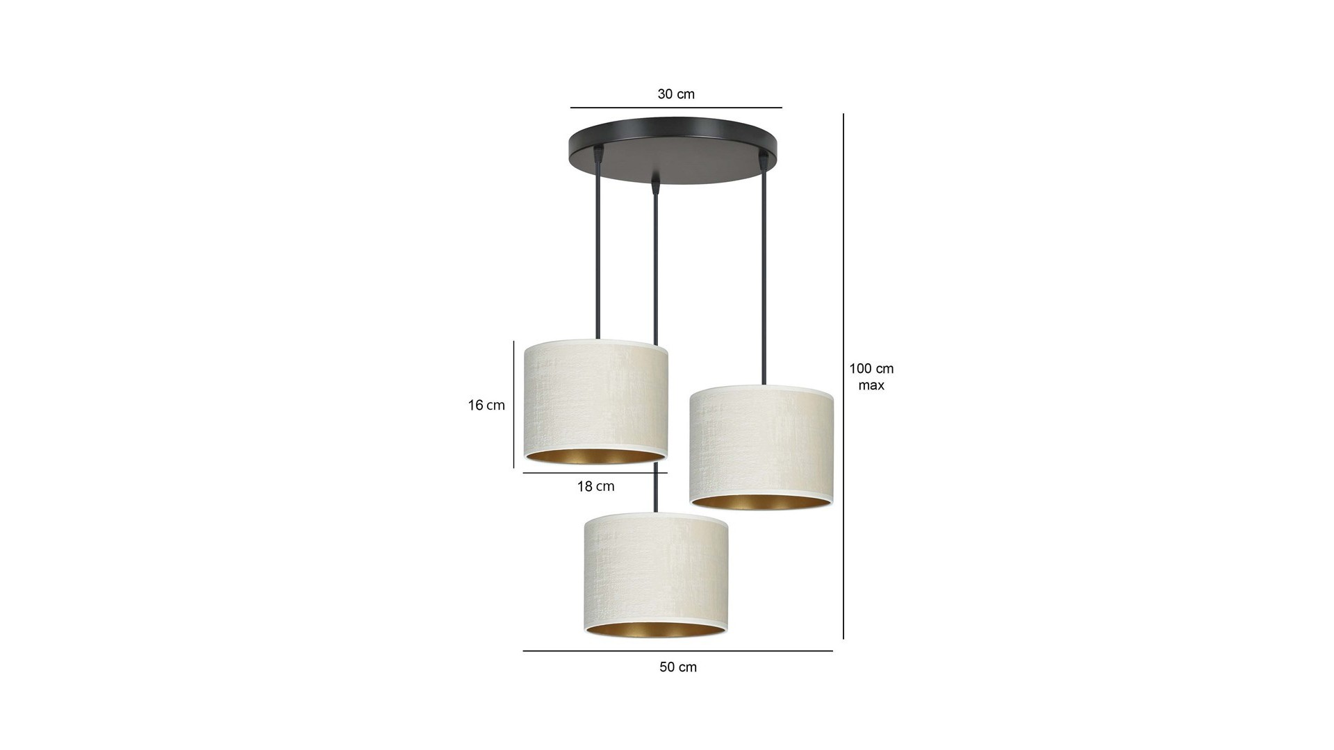 LAMPA WISZĄCA HILDE 3 CZARNA PREMIUM BIAŁA EMIBIG