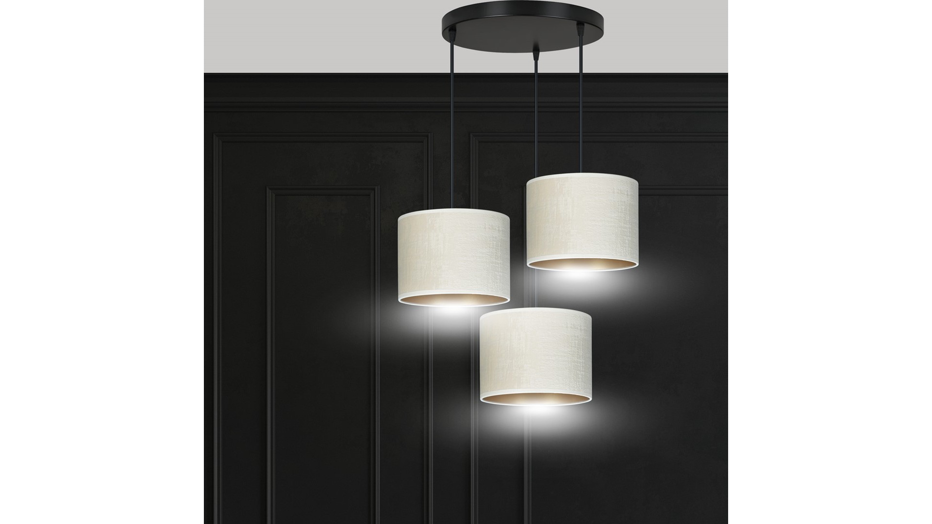 LAMPA WISZĄCA HILDE 3 CZARNA PREMIUM BIAŁA EMIBIG