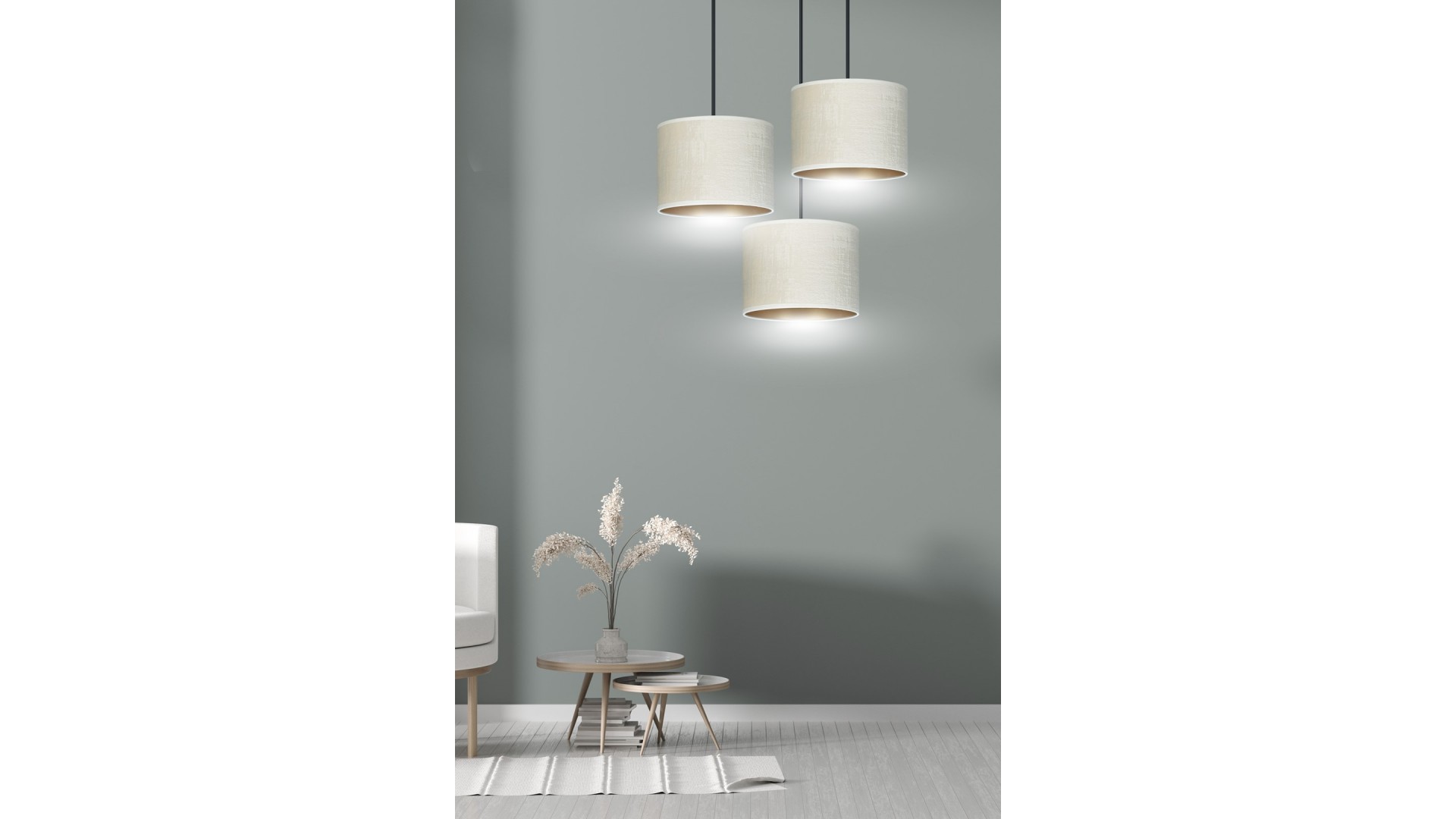 LAMPA WISZĄCA HILDE 3 CZARNA PREMIUM BIAŁA EMIBIG