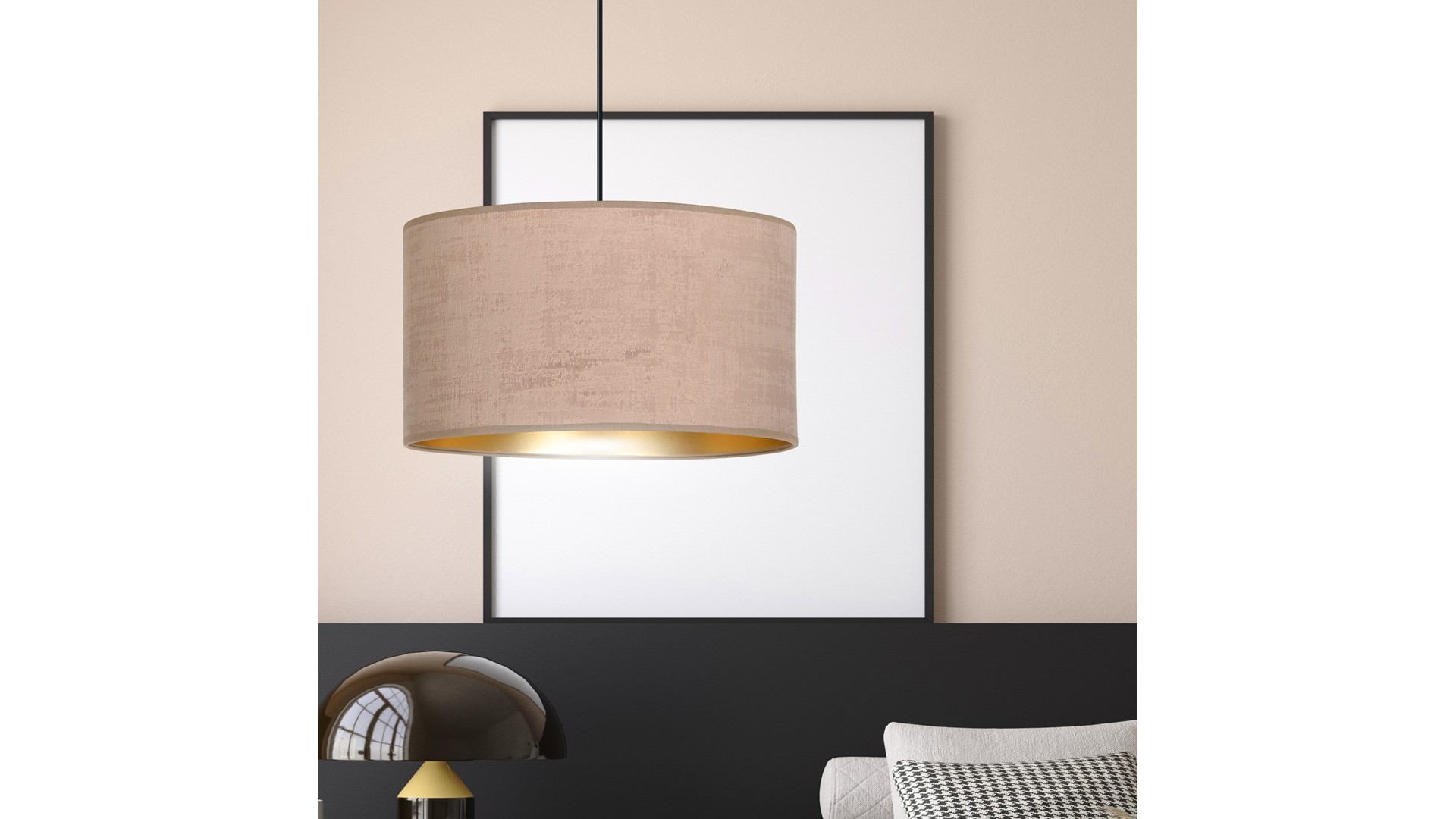 LAMPA WISZĄCA HILDE 1 CZARNA RÓŻOWA EMIBIG