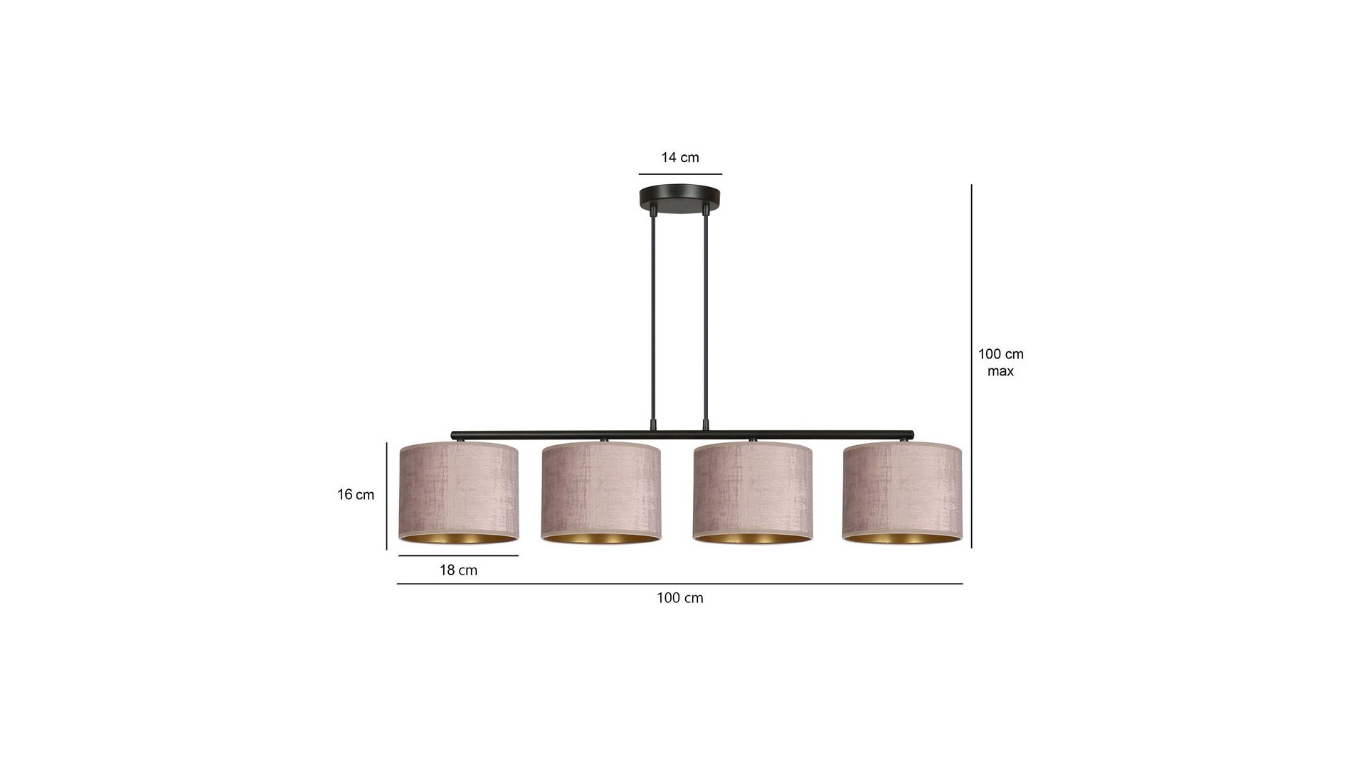 LAMPA WISZĄCA HILDE 4 CZARNA RÓŻOWA EMIBIG