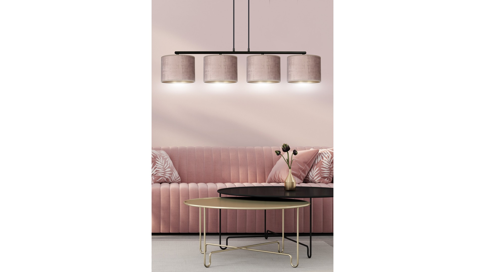 LAMPA WISZĄCA HILDE 4 CZARNA RÓŻOWA EMIBIG