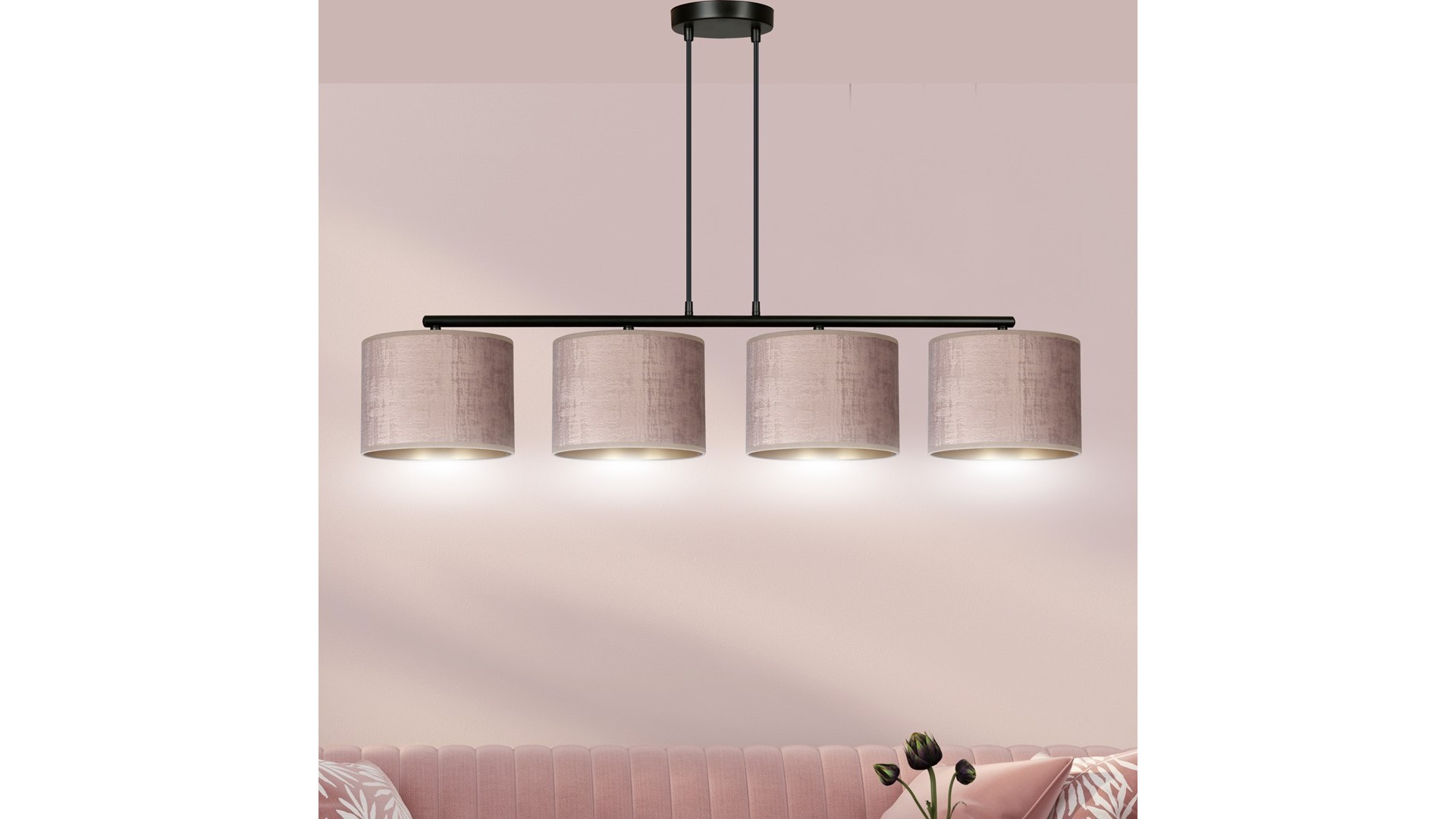 LAMPA WISZĄCA HILDE 4 CZARNA RÓŻOWA EMIBIG