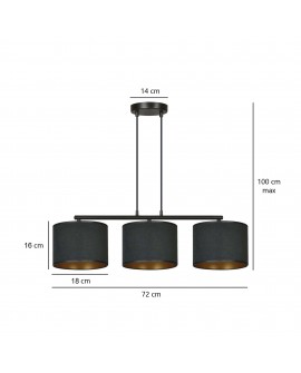 LAMPA WISZĄCA HILDE 3 CZARNA CZARNA EMIBIG