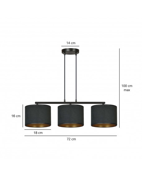 LAMPA WISZĄCA HILDE 3 CZARNA CZARNA EMIBIG