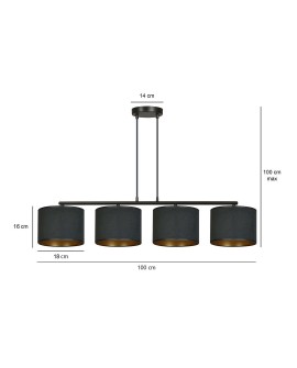 LAMPA WISZĄCA HILDE 4 CZARNA CZARNA EMIBIG