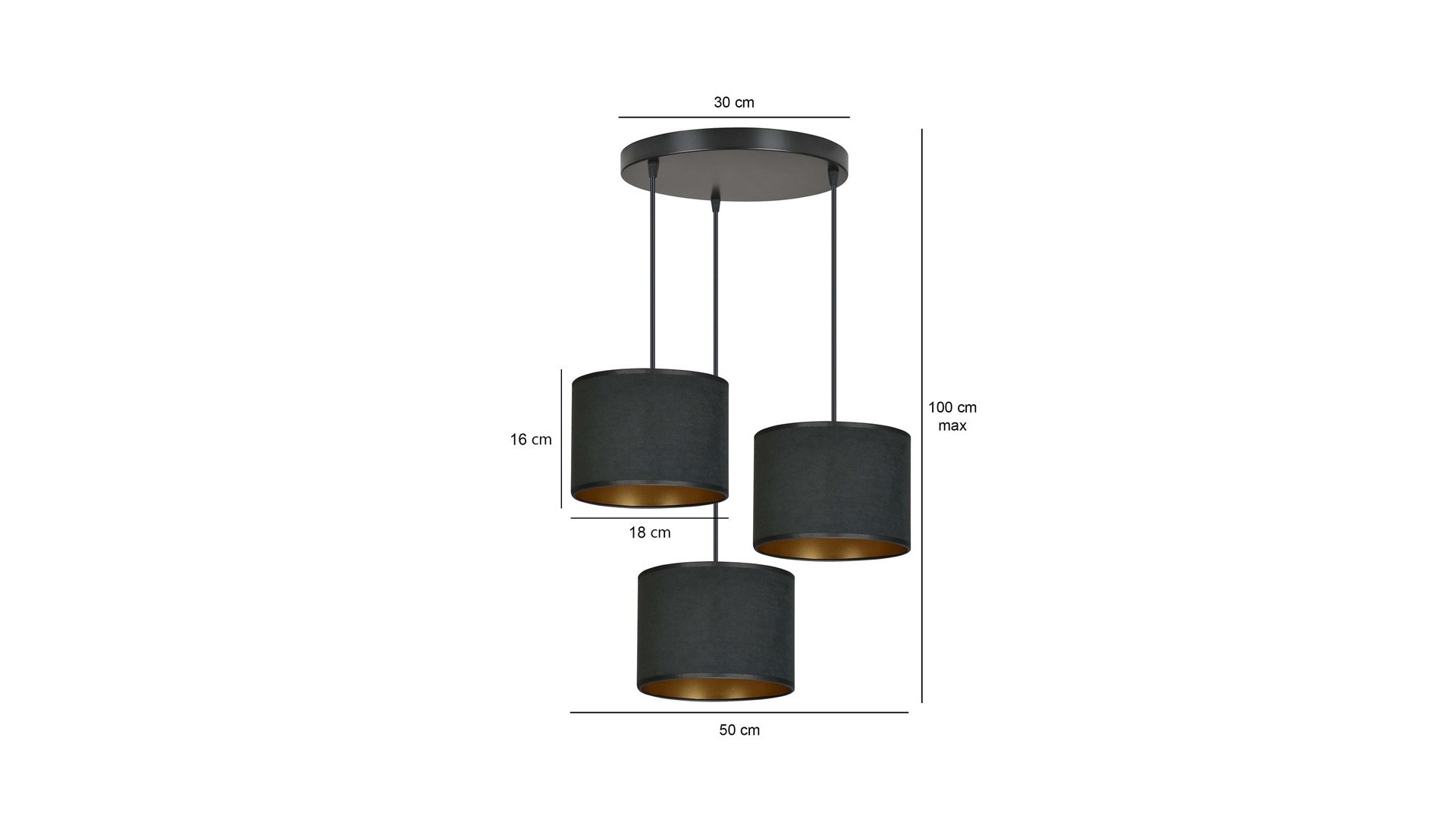 LAMPA WISZĄCA HILDE 3 CZARNA PREMIUM CZARNA EMIBIG