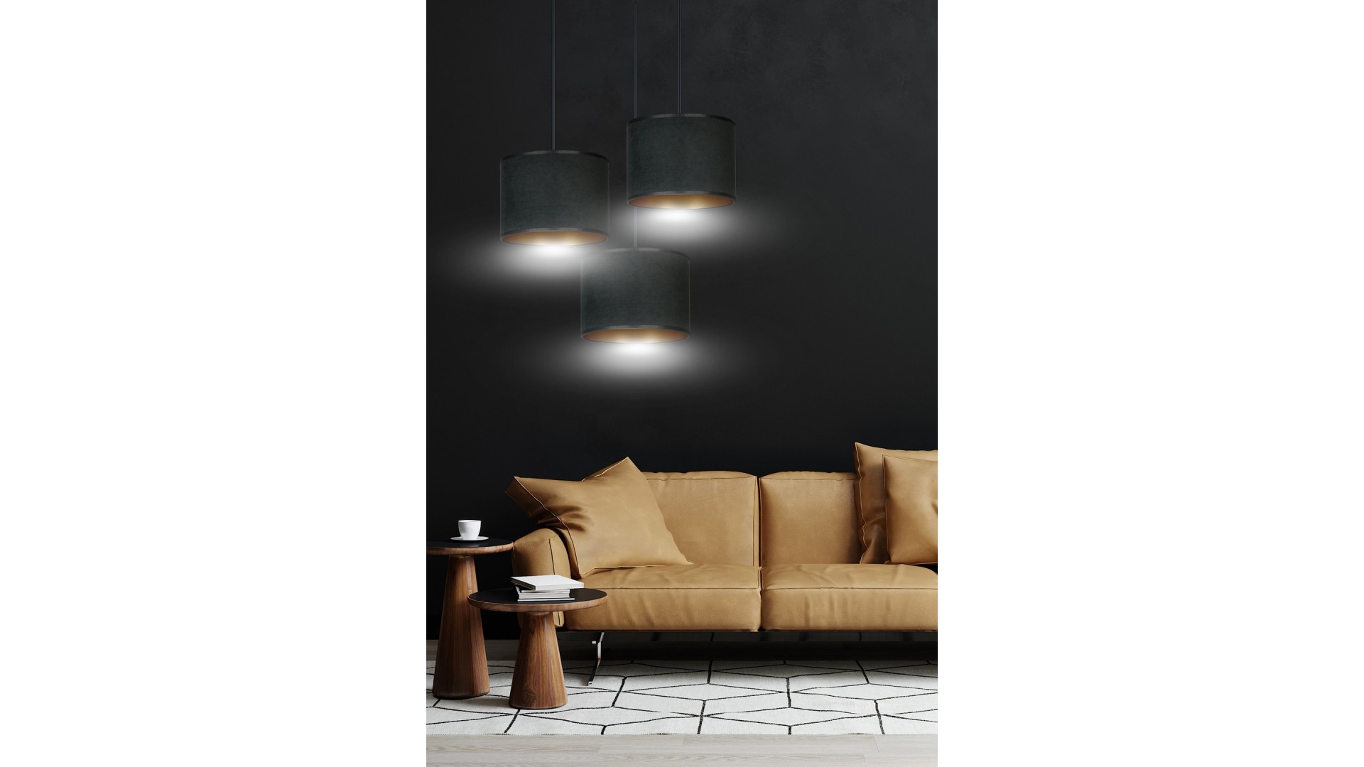 LAMPA WISZĄCA HILDE 3 CZARNA PREMIUM CZARNA EMIBIG