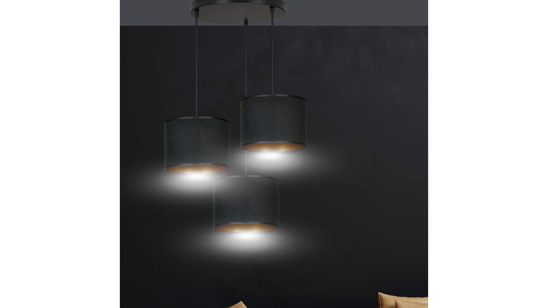 LAMPA WISZĄCA HILDE 3 CZARNA PREMIUM CZARNA EMIBIG