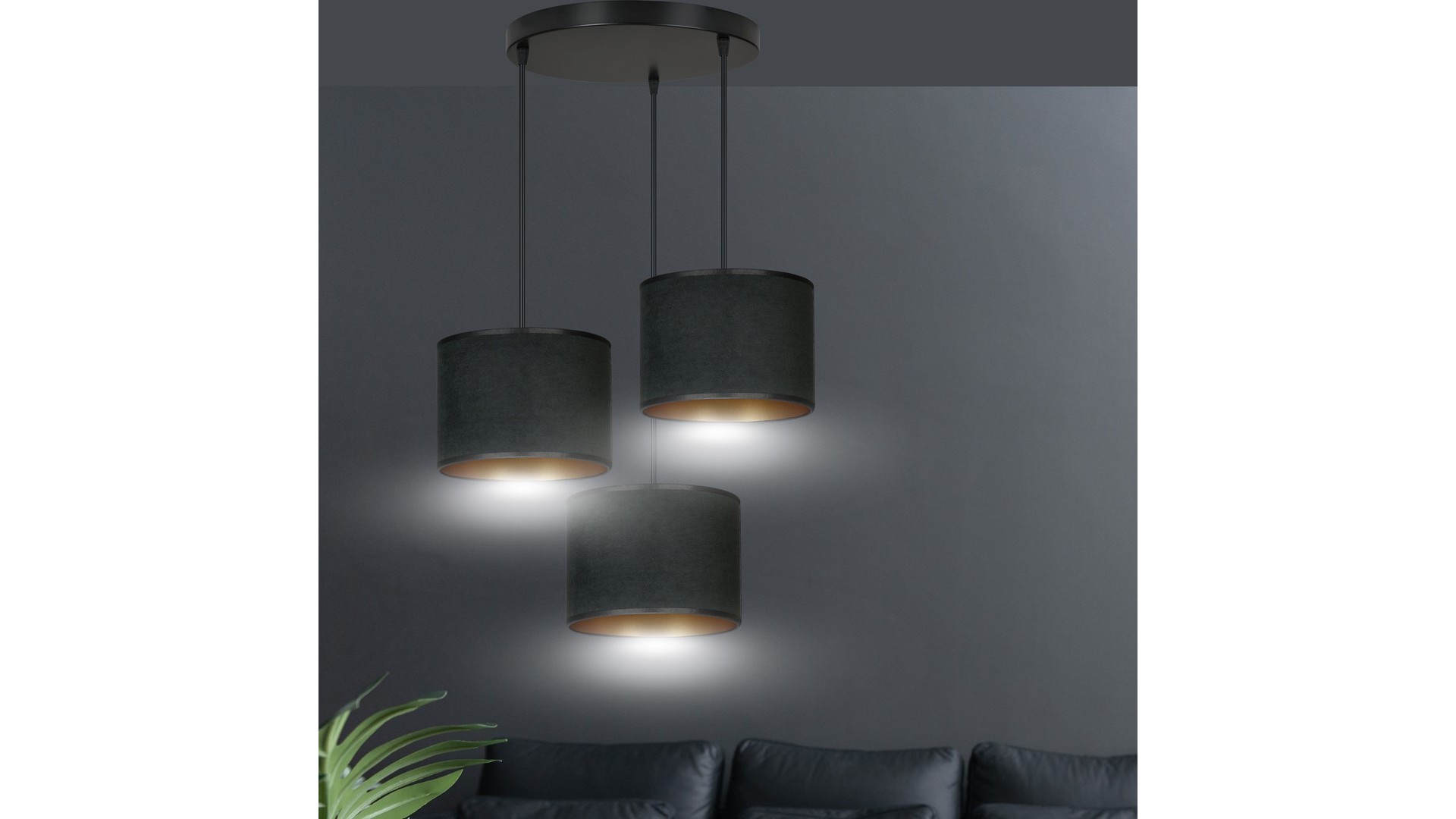 LAMPA WISZĄCA HILDE 3 CZARNA PREMIUM CZARNA EMIBIG