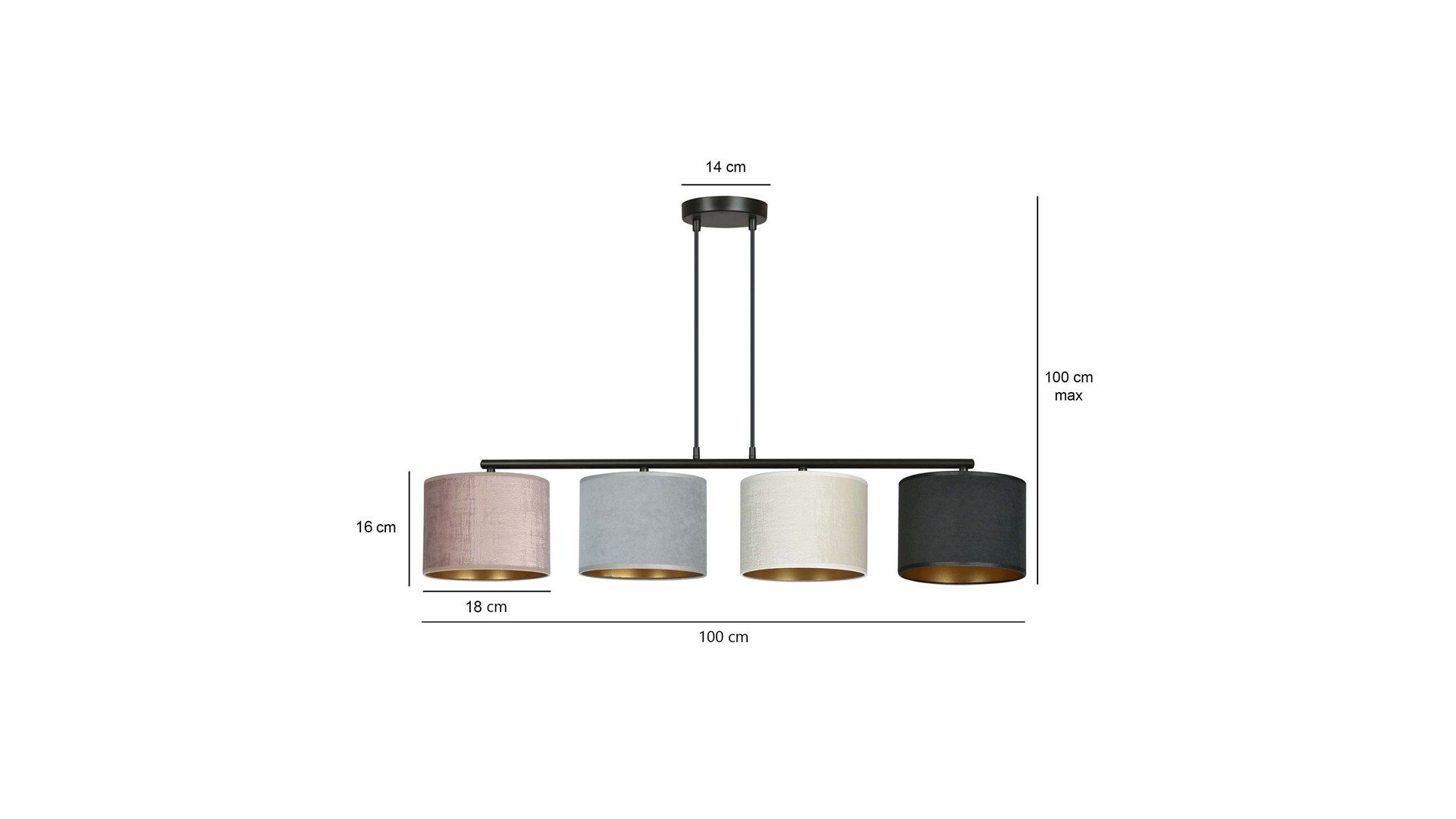 LAMPA WISZĄCA HILDE 4 CZARNA MIX EMIBIG