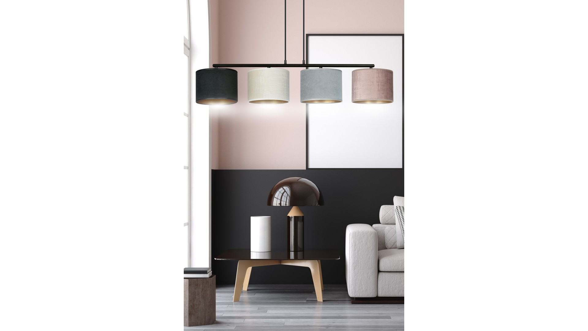 LAMPA WISZĄCA HILDE 4 CZARNA MIX EMIBIG