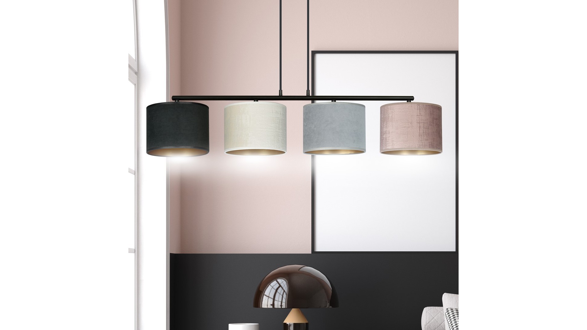 LAMPA WISZĄCA HILDE 4 CZARNA MIX EMIBIG