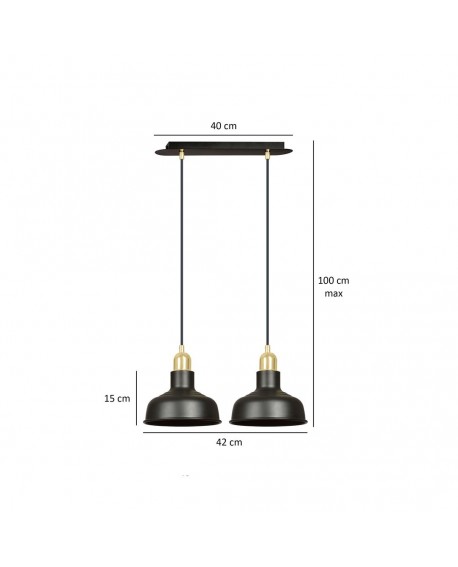 LAMPA WISZĄCA IBOR 2 CZARNA EMIBIG