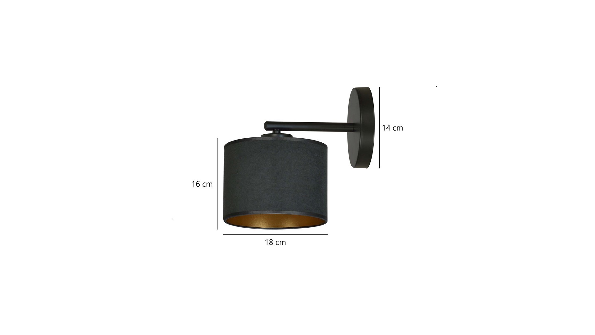 KINKIET LAMPA ŚCIENNA HILDE K1 BL CZARNA EMIBIG