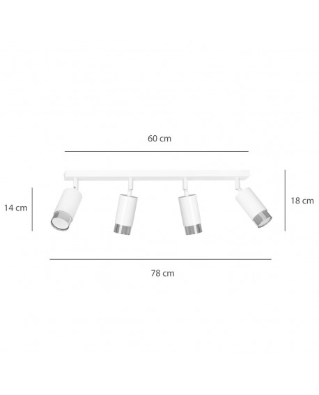 LAMPA SUFITOWA HIRO 4-PUNKTOWA BIAŁA/CHROMOWANA EMIBIG