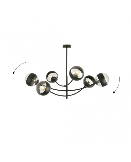 LAMPA SUFITOWA HUNTER 6-PUNKTOWA CZARNA/STRIPE EMIBIG