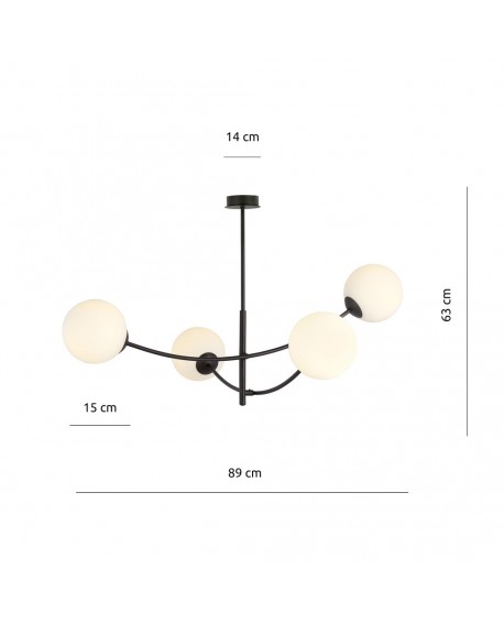 LAMPA SUFITOWA HUNTER 4-PUNKTOWA CZARNA/BIAŁE KULE EMIBIG