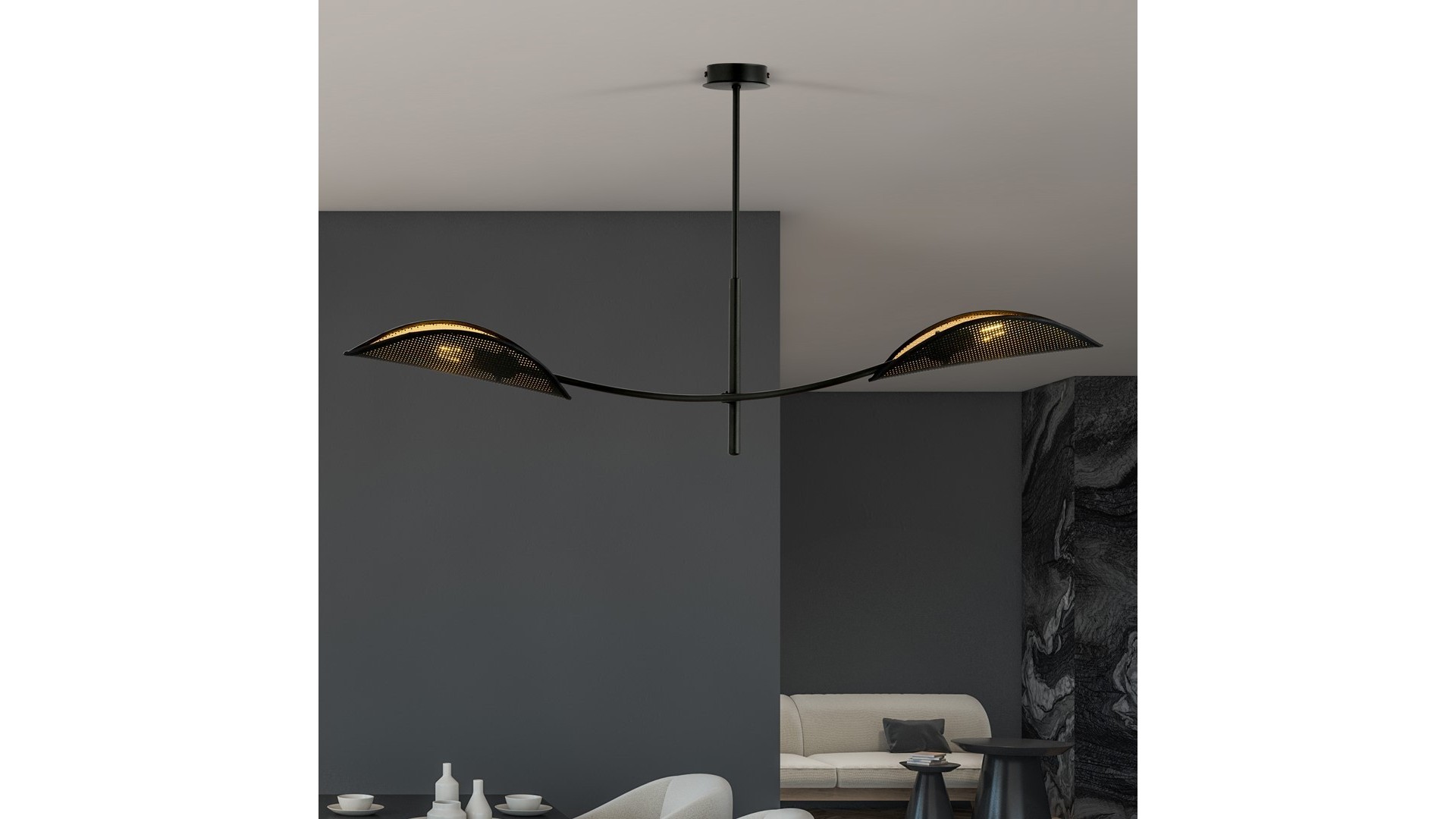 LAMPA SUFITOWA LOTUS 2-PUNKTOWA CZARNA/ZŁOTA EMIBIG