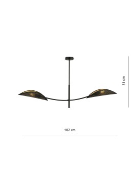 LAMPA SUFITOWA LOTUS 2-PUNKTOWA CZARNA/ZŁOTA EMIBIG