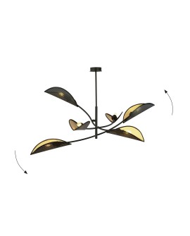 LAMPA SUFITOWA LOTUS 6-PUNKTOWA CZARNA/ZŁOTA EMIBIG