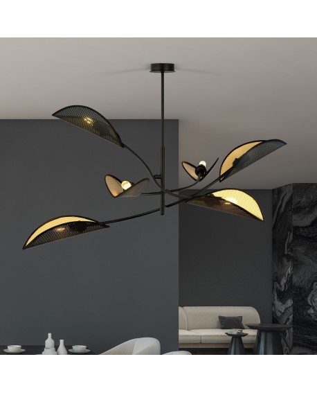 LAMPA SUFITOWA LOTUS 6-PUNKTOWA CZARNA/ZŁOTA EMIBIG