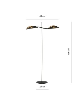 LAMPA PODŁOGOWA STOJĄCA LOTUS LP2 CZARNA/ZŁOTA EMIBIG