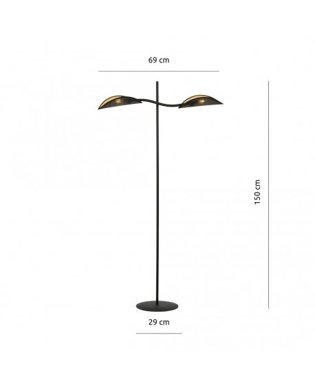 LAMPA PODŁOGOWA STOJĄCA LOTUS LP2 CZARNA/ZŁOTA EMIBIG