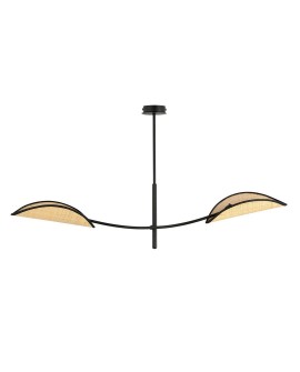 LAMPA SUFITOWA LOTUS 2-PUNKTOWA CZARNA/RATTANOWA EMIBIG