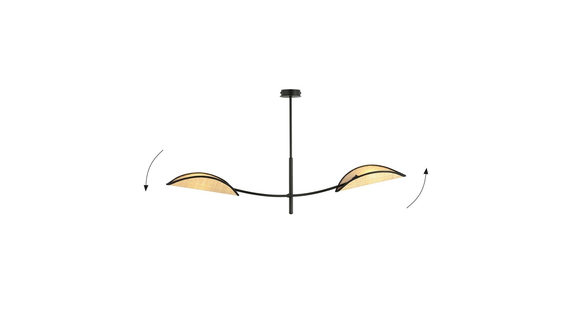 LAMPA SUFITOWA LOTUS 2-PUNKTOWA CZARNA/RATTANOWA EMIBIG