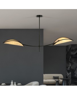 LAMPA SUFITOWA LOTUS 2-PUNKTOWA CZARNA/RATTANOWA EMIBIG