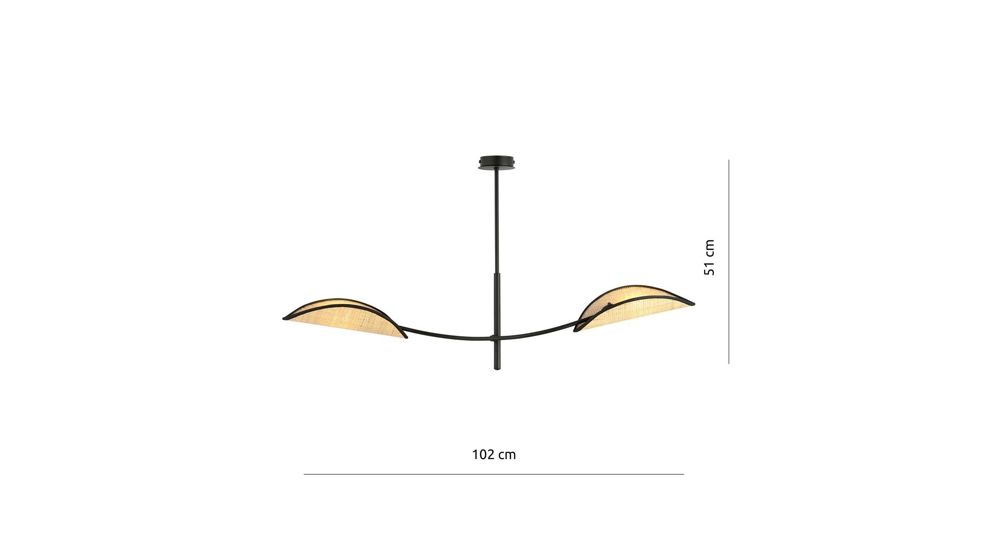 LAMPA SUFITOWA LOTUS 2-PUNKTOWA CZARNA/RATTANOWA EMIBIG