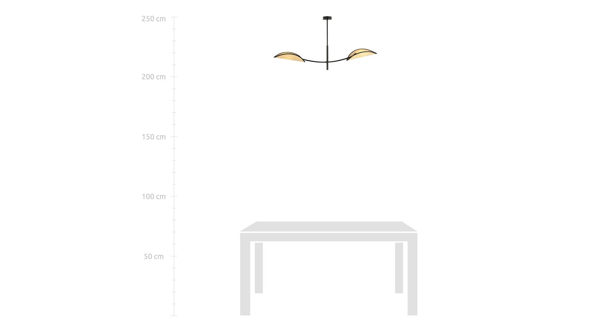 LAMPA SUFITOWA LOTUS 2-PUNKTOWA CZARNA/RATTANOWA EMIBIG