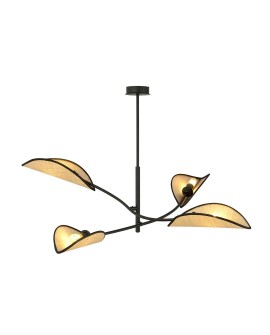 LAMPA SUFITOWA LOTUS 4-PUNKTOWA CZARNA/RATTANOWA EMIBIG