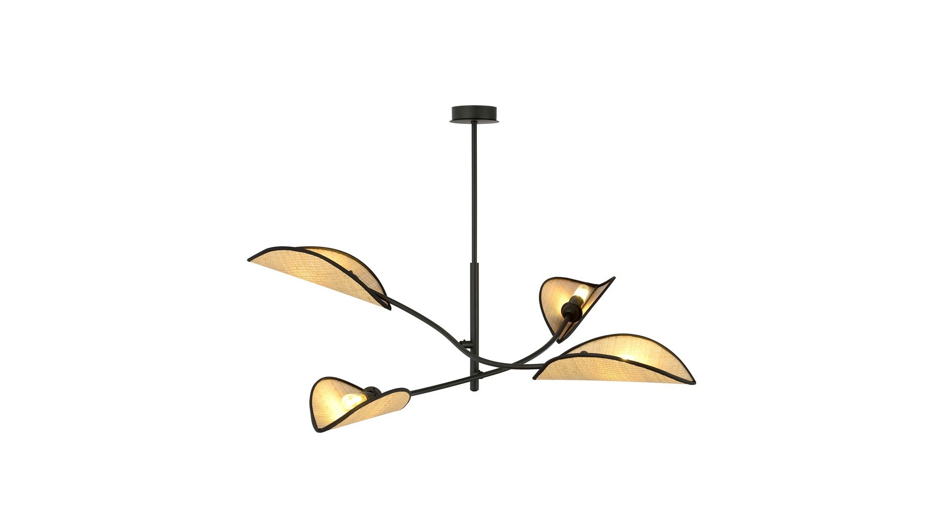 LAMPA SUFITOWA LOTUS 4-PUNKTOWA CZARNA/RATTANOWA EMIBIG