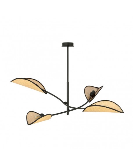 LAMPA SUFITOWA LOTUS 4-PUNKTOWA CZARNA/RATTANOWA EMIBIG