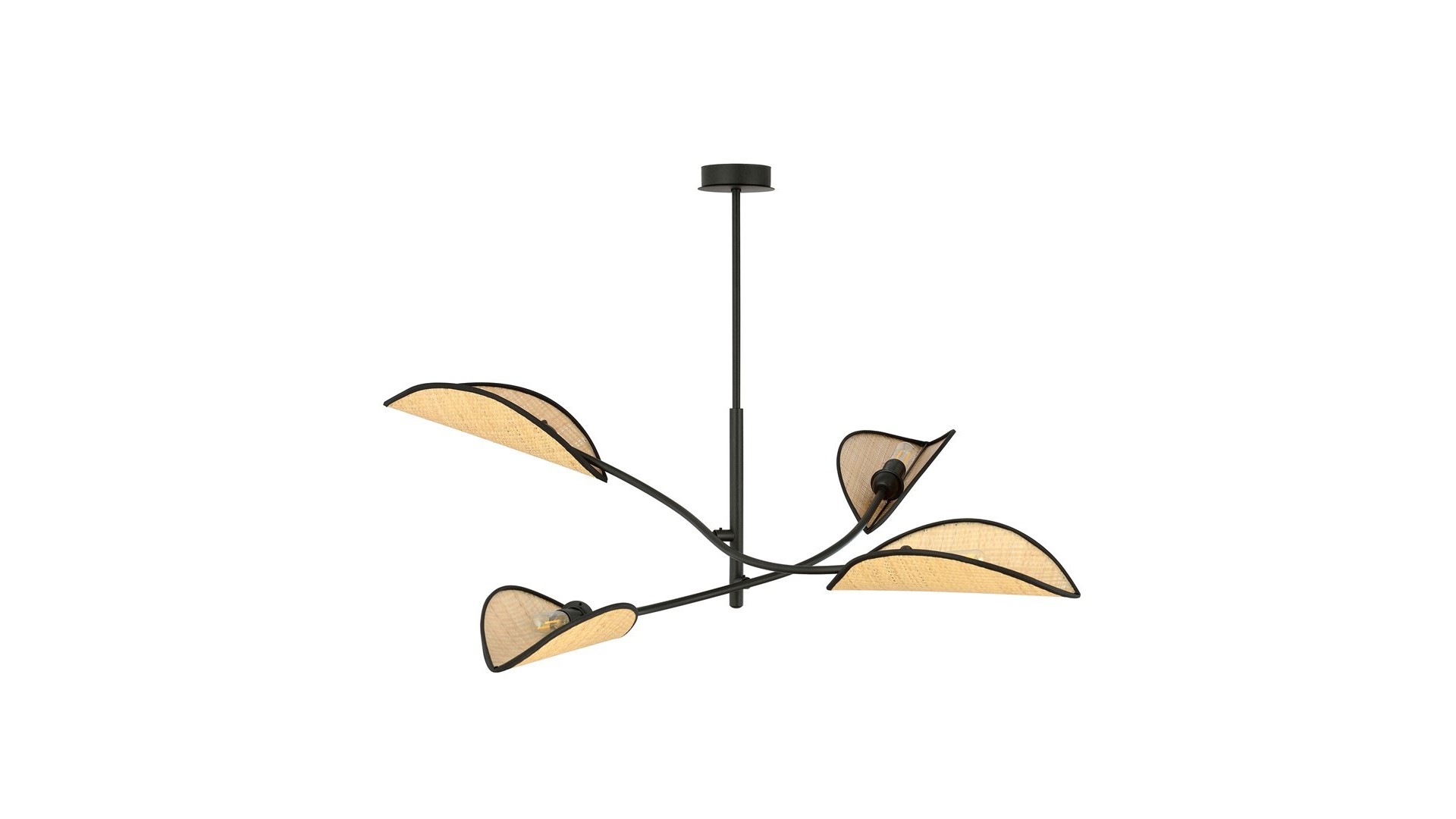 LAMPA SUFITOWA LOTUS 4-PUNKTOWA CZARNA/RATTANOWA EMIBIG