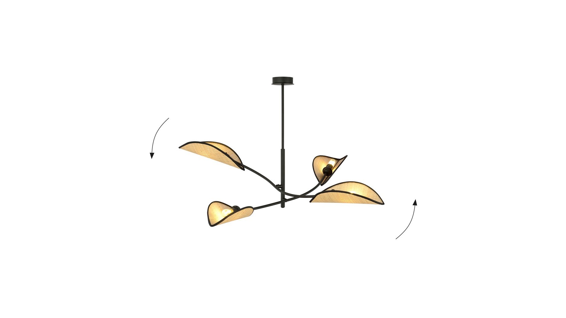 LAMPA SUFITOWA LOTUS 4-PUNKTOWA CZARNA/RATTANOWA EMIBIG