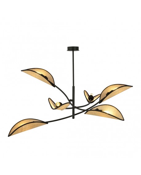 LAMPA SUFITOWA LOTUS 6-PUNKTOWA CZARNA/RATTANOWA EMIBIG