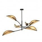 LAMPA SUFITOWA LOTUS 6-PUNKTOWA CZARNA/RATTANOWA EMIBIG