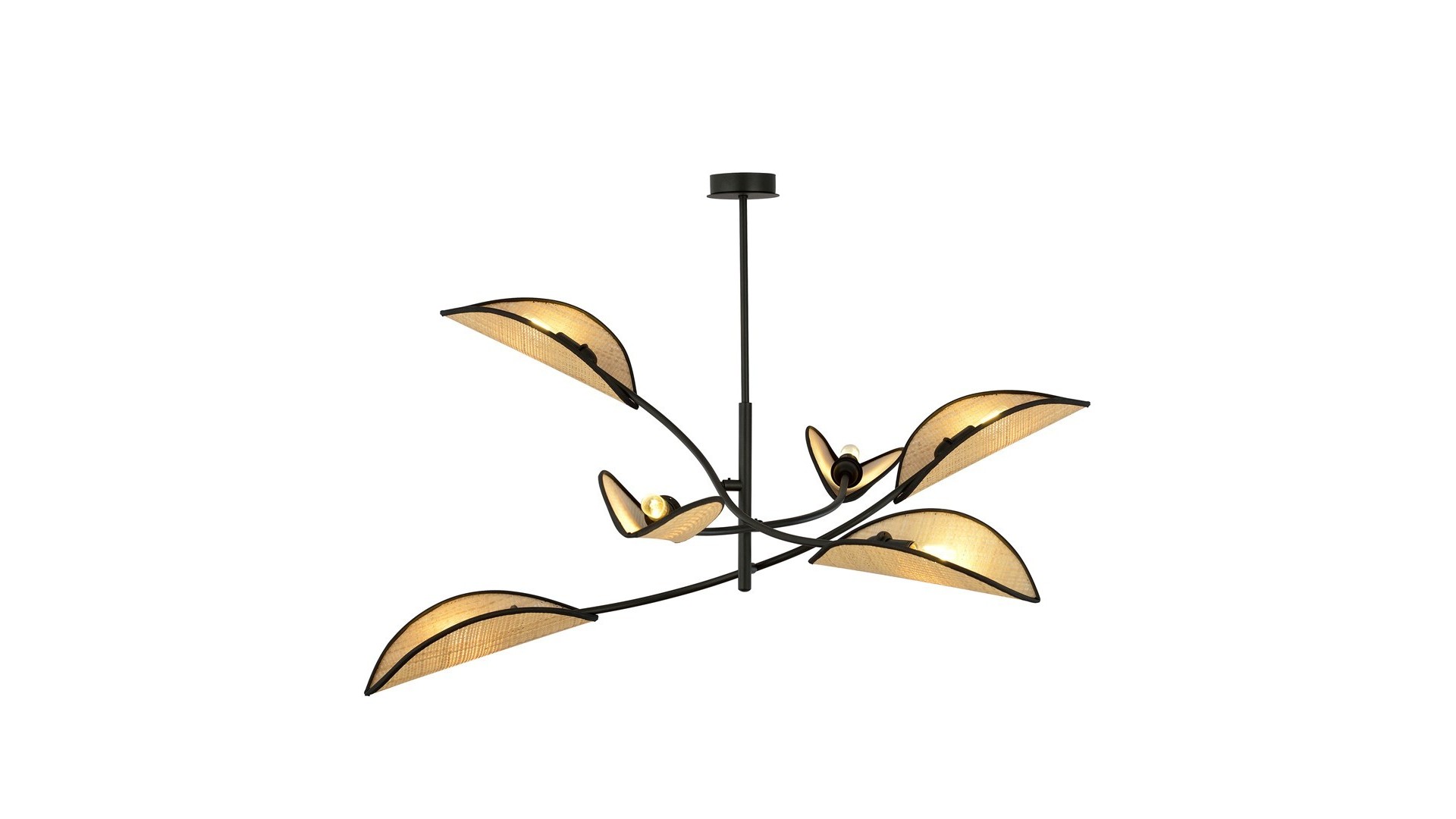 LAMPA SUFITOWA LOTUS 6-PUNKTOWA CZARNA/RATTANOWA EMIBIG